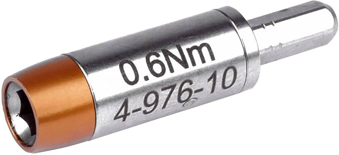 A small screwdriver bit marked '0.6Nm 4-976-10' in a metallic finish with an orange tip.
