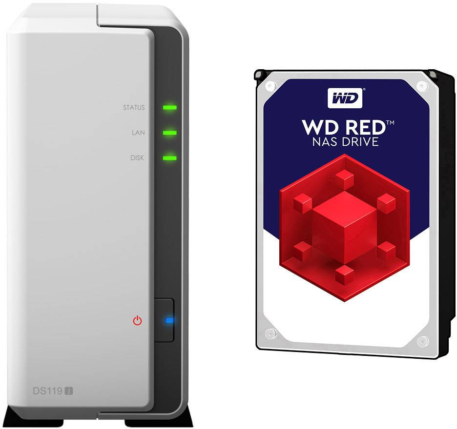 Synology DiskStation DS119J-4TB-RED NAS server 4 TB 1 Bay built-in Western Digital RED
