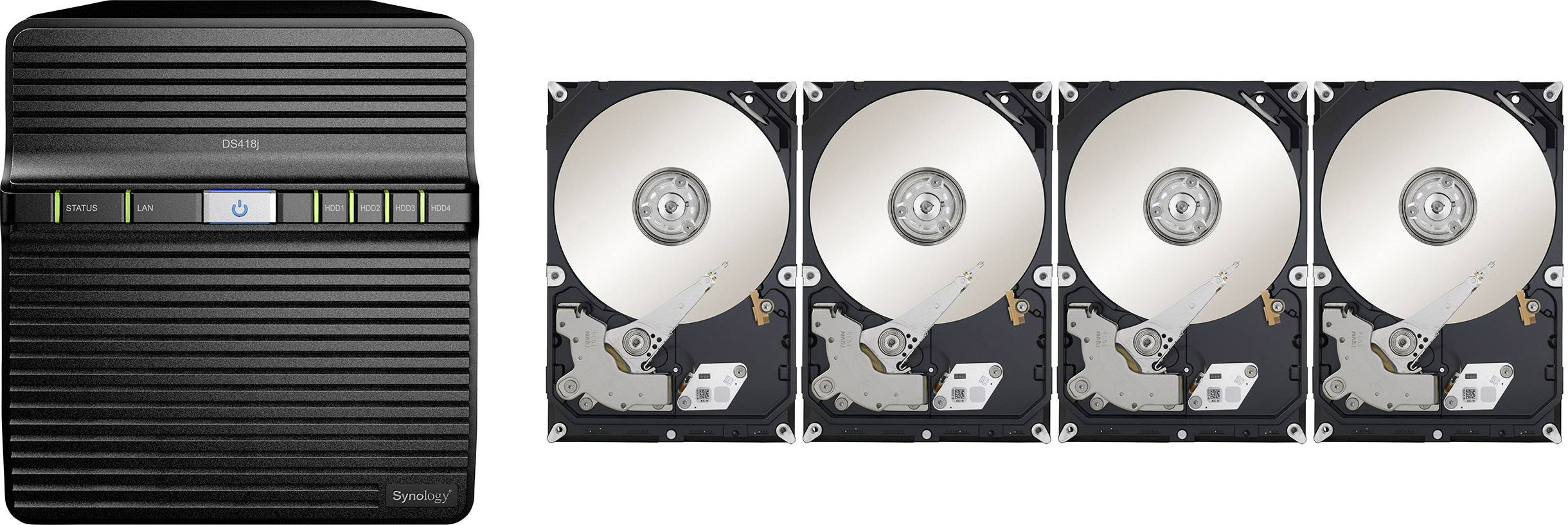 Synology DiskStation DS418j-12TB-FR NAS server 12 TB 4 Bay built-in 4x 3TB HDD (recertified)