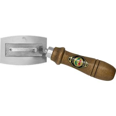 Wood rasp with wooden handle and serrated metal blade, suitable for working with softwood or smoothing surfaces.