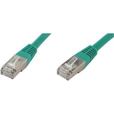 Two green Ethernet cables with transparent connectors on a white background.