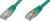 Two green Ethernet cables with transparent connectors on a white background.
