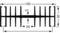 Diagram shows a schematic element with eight evenly distributed bars. Total width is 132, total height is 50, gap in the middle is 34.