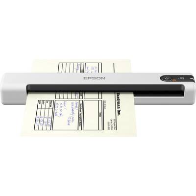 An document scanner scans a form with tables and handwritten notes. The scanner is made by Epson.