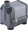 A black water pump with grey accents, compact and square, standing on four suction cups, suitable for aquariums.