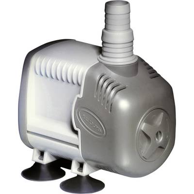 A grey water pump with suction feet and an upper outlet port, suitable for aquariums or small ponds.