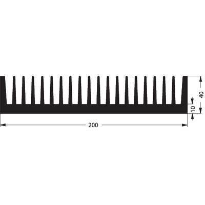 A white and black test chart with vertical stripes used as a scale. Dimensions stated: length 200, height 40.