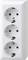 Triple socket in white mounted on a wall, suitable for connecting up to three electrical devices.