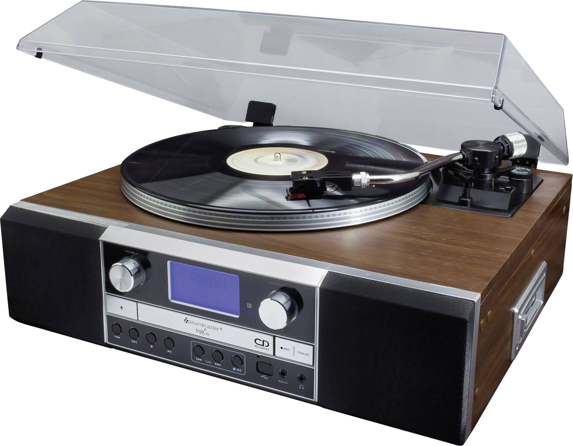 soundmaster PL905 USB turntable Belt drive Wood