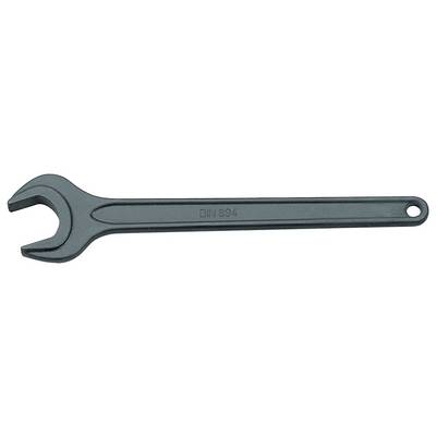 A single metal spanner, positioned horizontally, on a white background. A tool for securing screws and nuts.