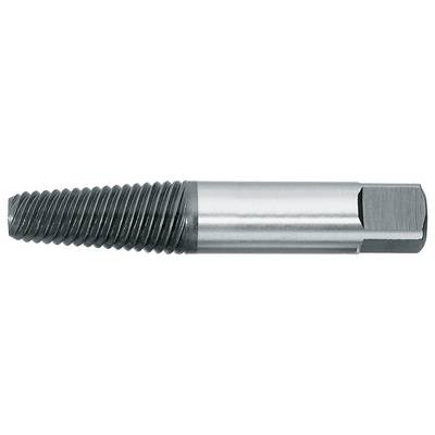 A screw extractor with a tapered, knurled end for removing broken screws, silver in colour.