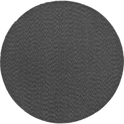 A round black circle on a grey background.