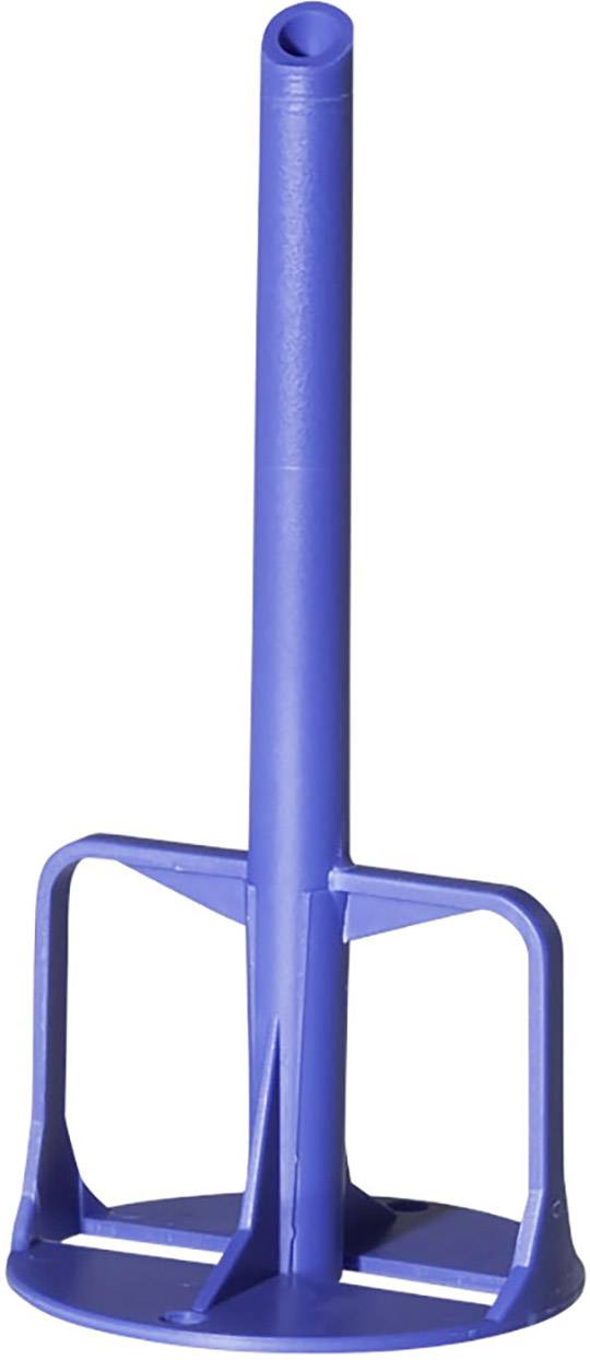 Blue plastic mortar mixer with long handle, suitable for manually mixing materials such as paint or mortar.