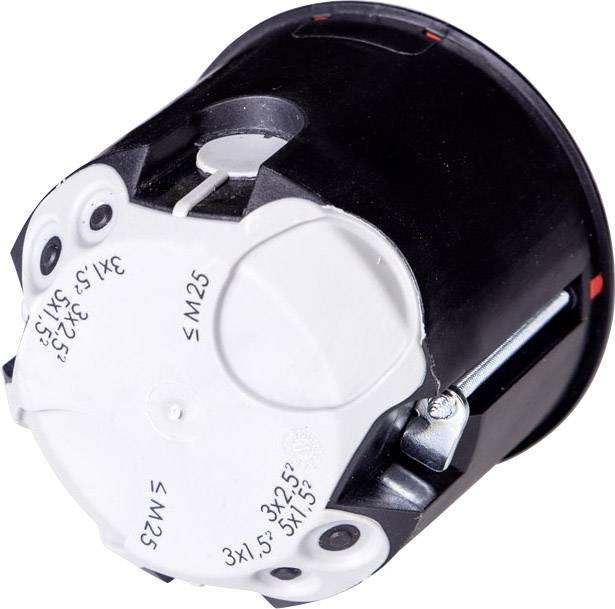 A round, black electrical socket insert with the marking '3x1.5 3x2.5 3x1.5', potentially for socket installation.