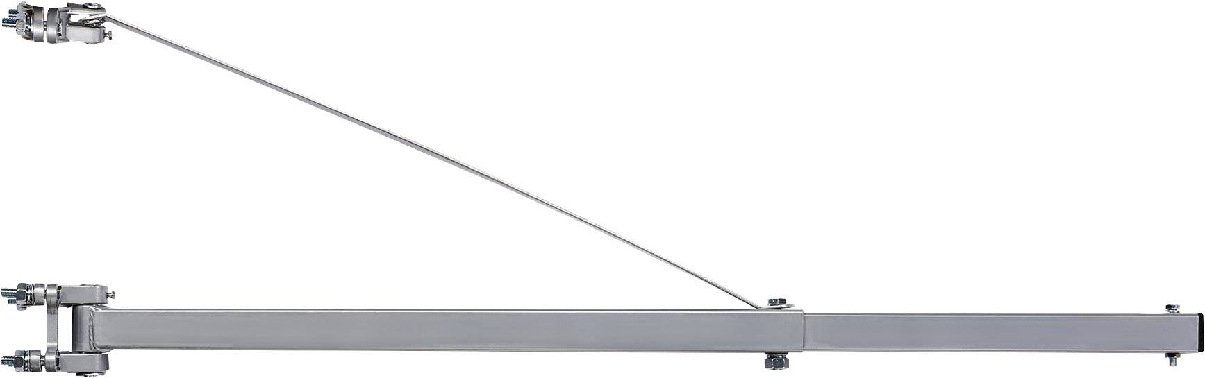 Metallic antenna with a wire-shaped element, horizontally aligned, on a white background.