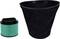 A green air filter and a black vacuum cleaner bag for use in cleaning equipment.