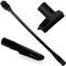 Vacuum Cleaner Accessories: A round brush with a long handle, a crevice tool and a cleaning brush, all in black colour.