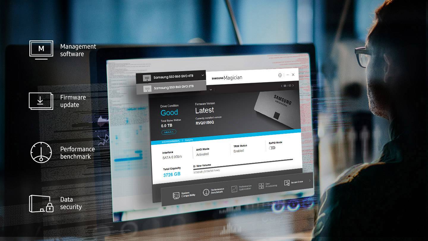 Samsung 860 QVO 1 TB 2.5" (6.35 cm) internal SSD SATA 6 Gbps Retail MZ-76Q1T0BW-3