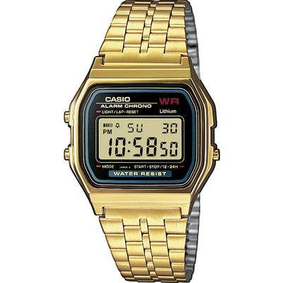 Image of Casio Quartz Wristwatch A159WGEA-1EF (L x W x H) 36.8 x 32.2 x 8.2 mm Gold Enclosure material=Resin Material (watch strap)=Stainless steel