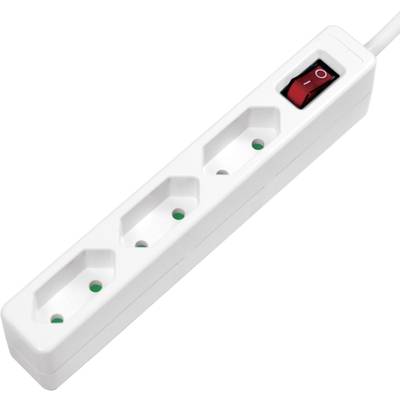 White four-socket extension lead with a red power switch located in the top right corner.
