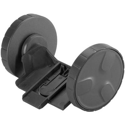 Grey, dual suction cup mounting device with two large, round suction pads and a plastic handle in the centre, suitable for smooth surfaces.