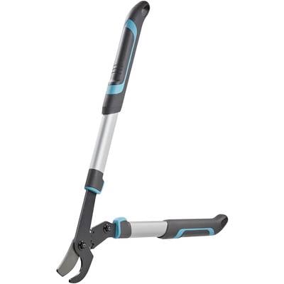 Pruning shears with a long handle and sharp blade, ideal for cutting branches and twigs when gardening.