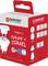 White travel plug socket by SKROSS, suitable for Europe and Israel, packaged in a red box. Packaging displays socket types and flags.