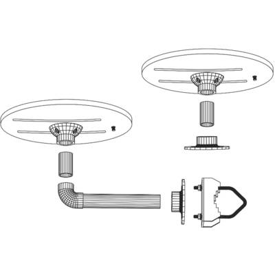 Diagram of a lamp installation, showing ceiling mount, cable connection, and lamp socket.
