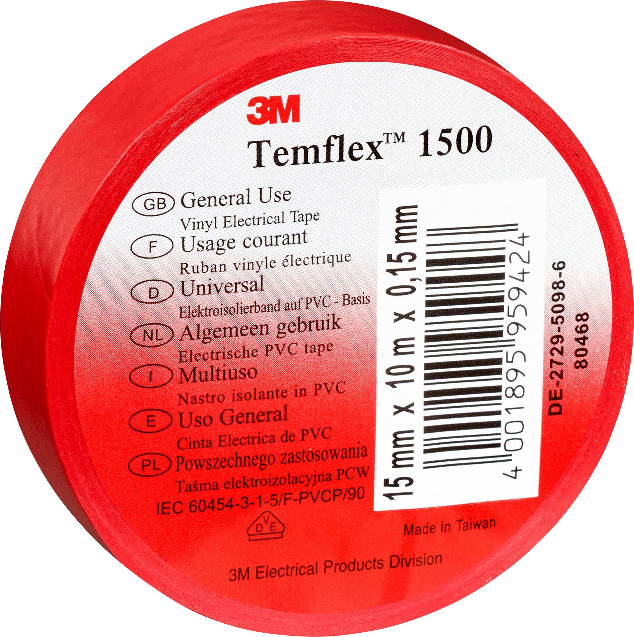 3M TEMFLEX150019X25RD Electrical tape Temflex 1500 Red (L x W) 25 m x 19 mm 1 pc(s)-1