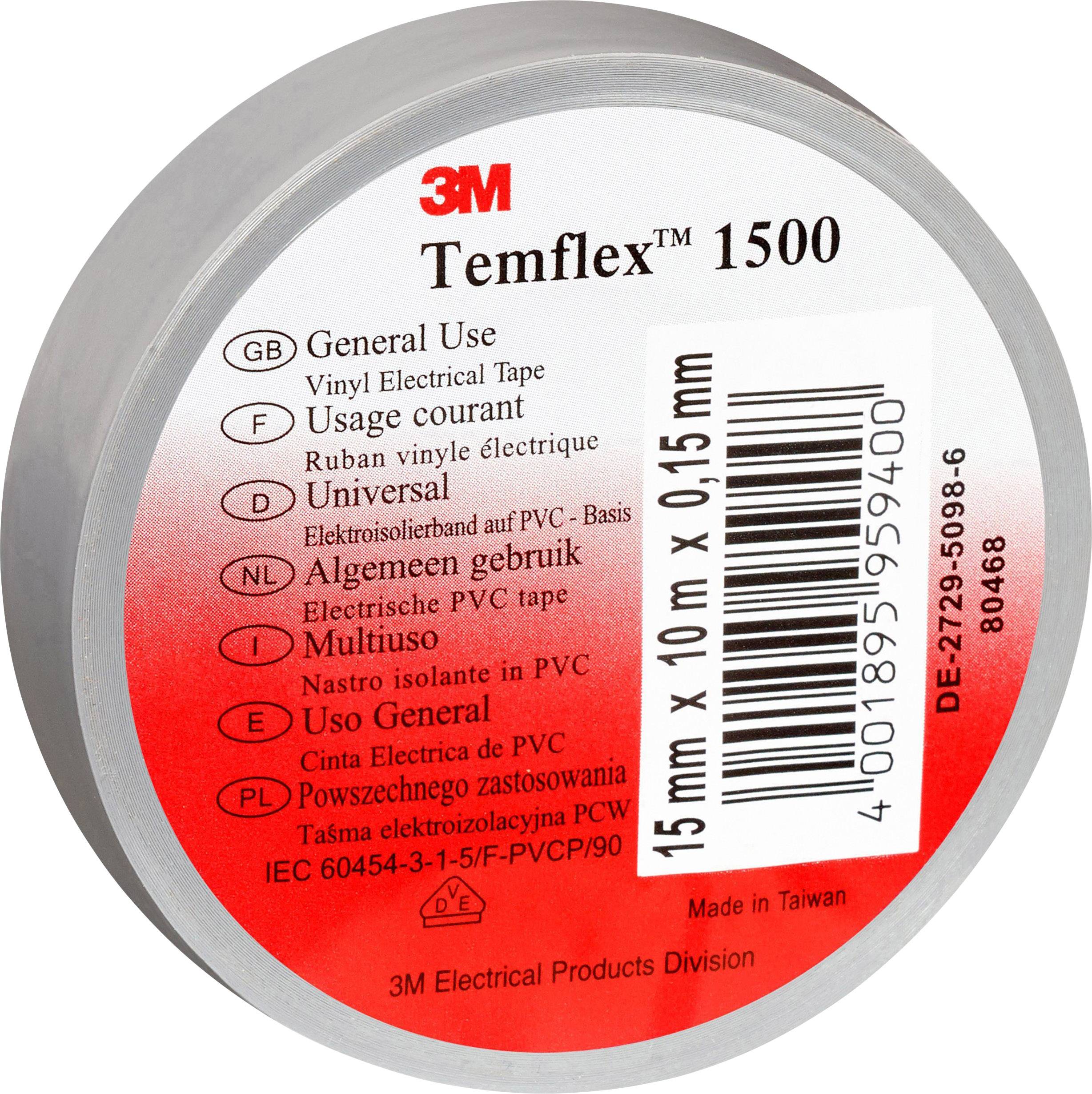 3M TEMFLEX150019X25GR Electrical tape Temflex 1500 Grey (L x W) 25 m x 19 mm 1 pc(s)-1