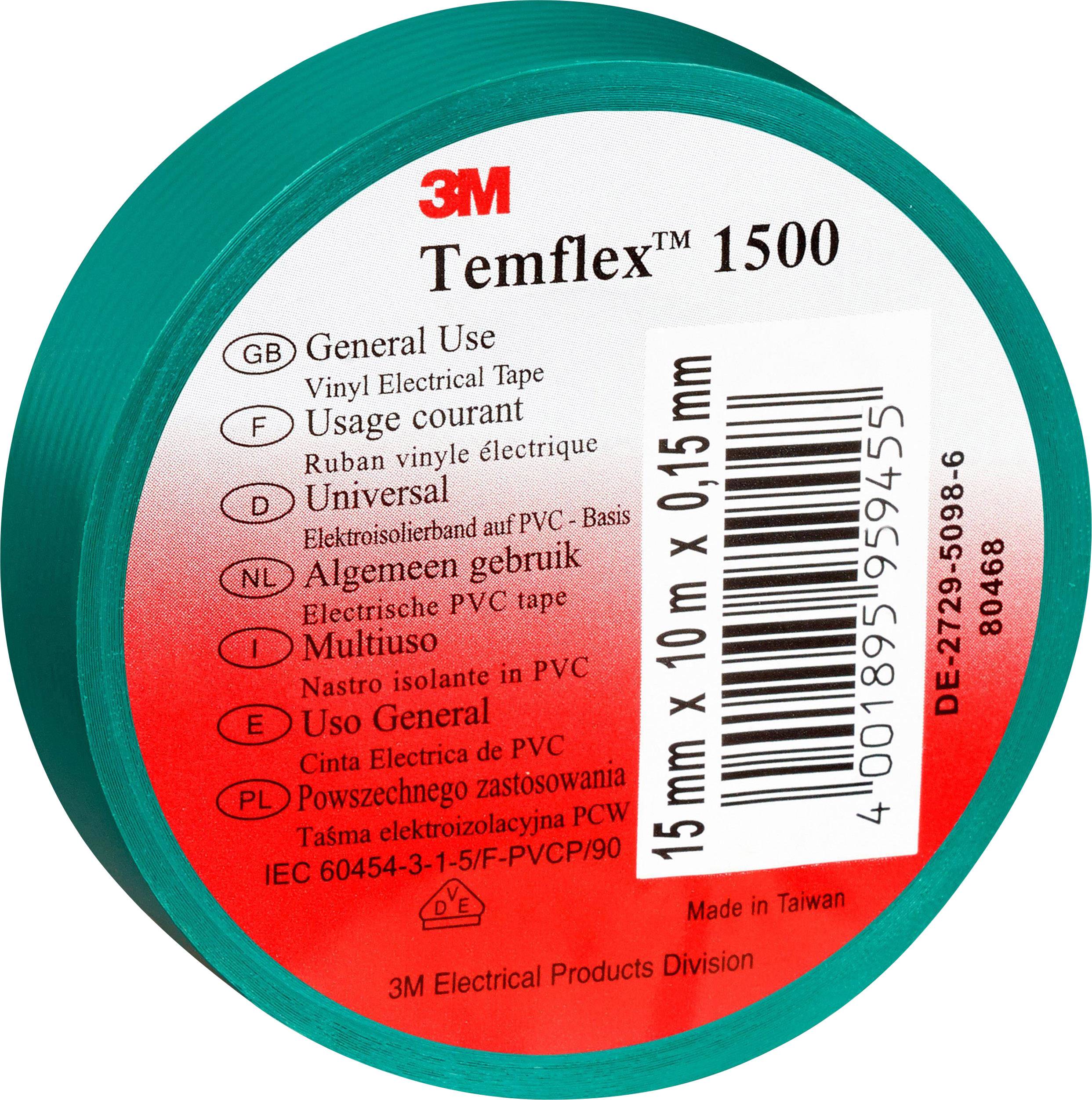 3M TEMFLEX150015X25GN2 Electrical tape Temflex 1500 Green (L x W) 25 m x 15 mm 1 pc(s)-1
