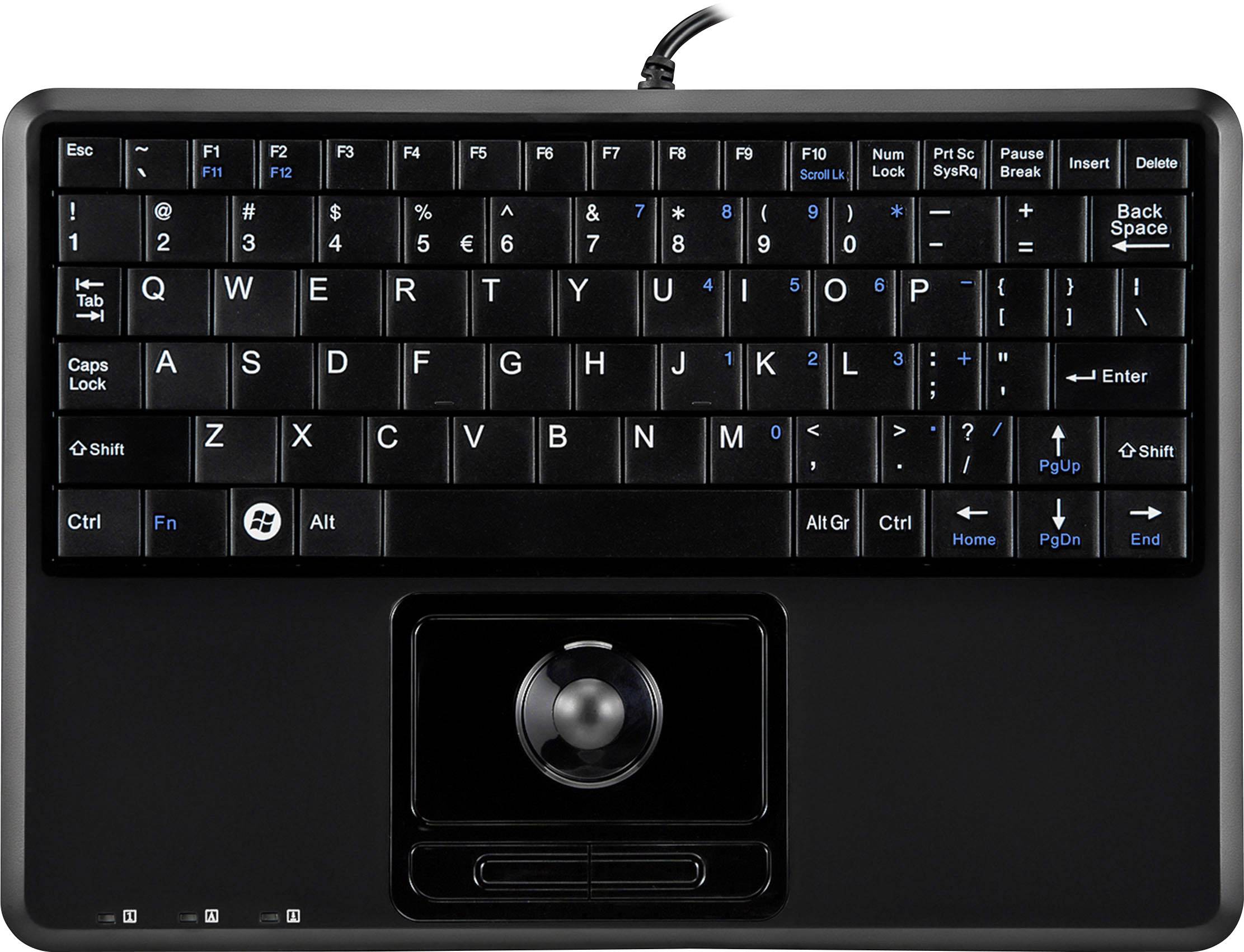 Perixx H Plus USB Keyboard English (US), QWERTY Black Built-in trackball , buttons | Conrad.com