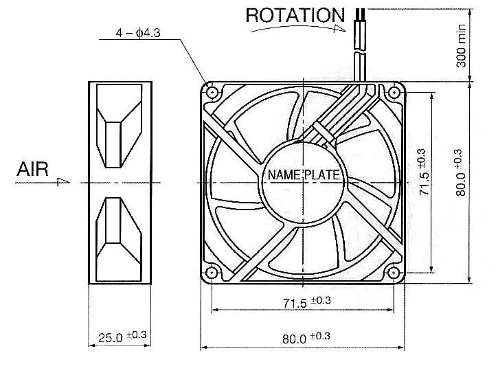 NMB Minebea 3110KL-05W-B50 Axial fan 24 V DC 66 m³/h (L x W x H) 80 x ...