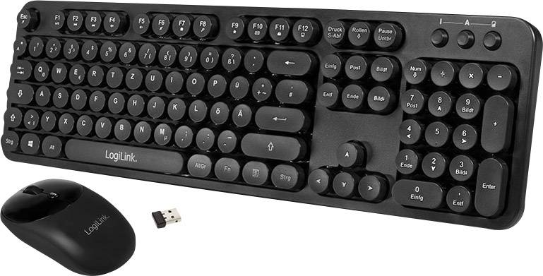 LogiLink ID0178 Radio Keyboard and mouse set German, QWERTZ Black-0
