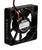 A black, square fan with cables and the inscription 'SEPA DC Brushless, MFB40H-24, DC24V 0.035A, Assembled in China'.