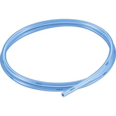 A blue plastic pneumatic hose in a circular loop, suitable for pneumatic and compressed air applications.