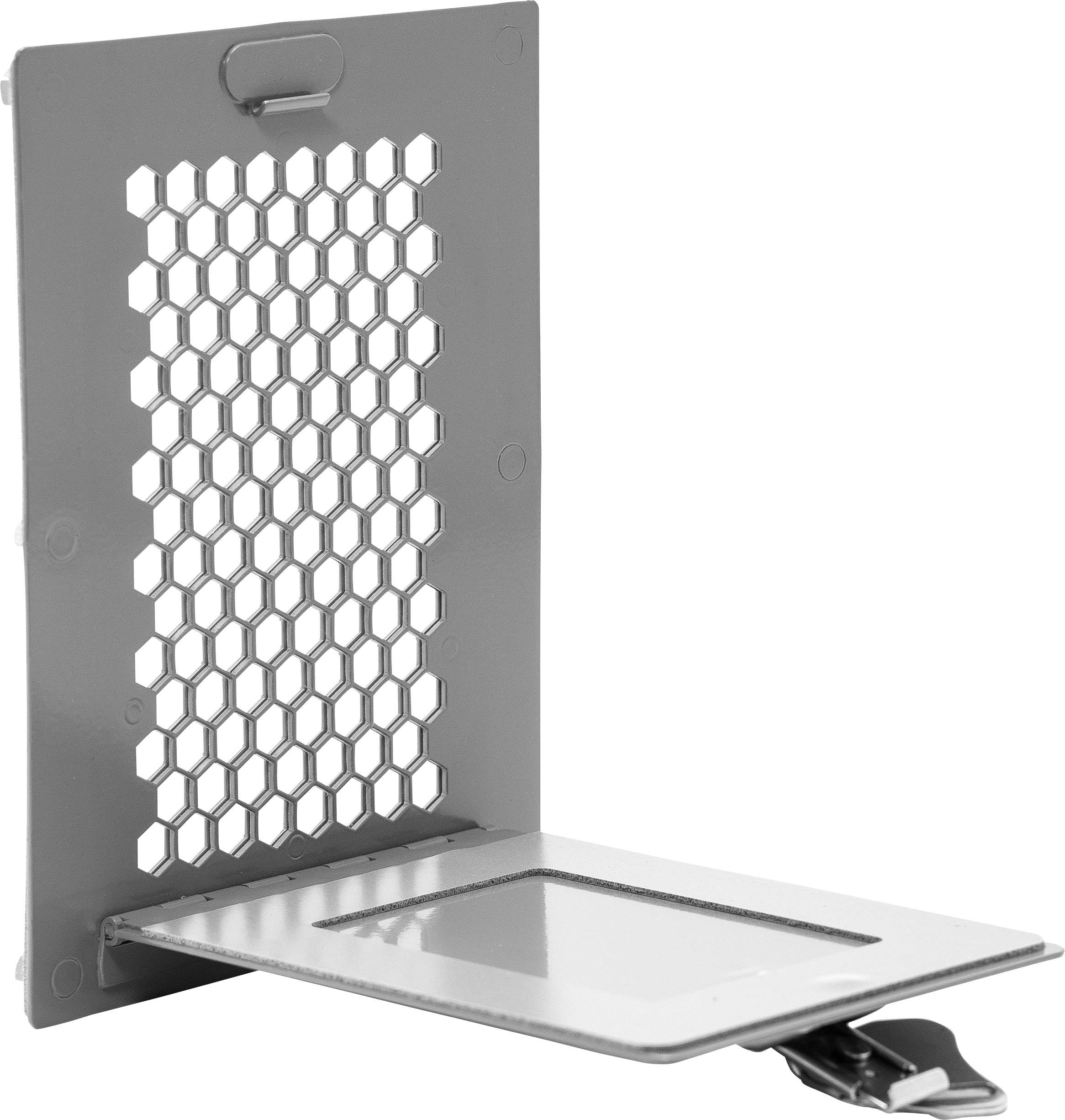 'Surface-mounted junction box with honeycomb-shaped ventilation holes and a mounting base, suitable for electrical installations.'