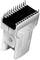 A metallic, rectangular electrical component with several protruding connection pins, possibly an IC socket or a similar contact module.