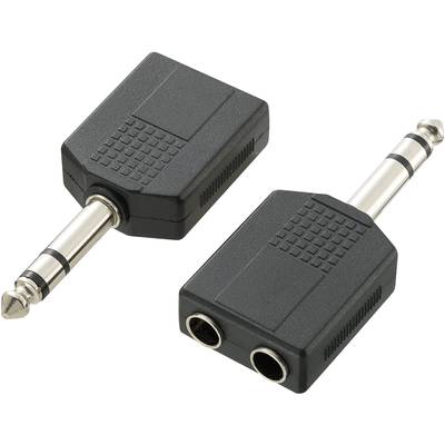 SpeaKa Professional SP-7870192  Jack Audio/phono Y adapter [1x Jack plug 6.35 mm - 2x Jack socket 6.35mm] Black