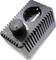 Black adapter with EU socket and switch. Inscription 'FG02N'. Suitable for electrical devices.