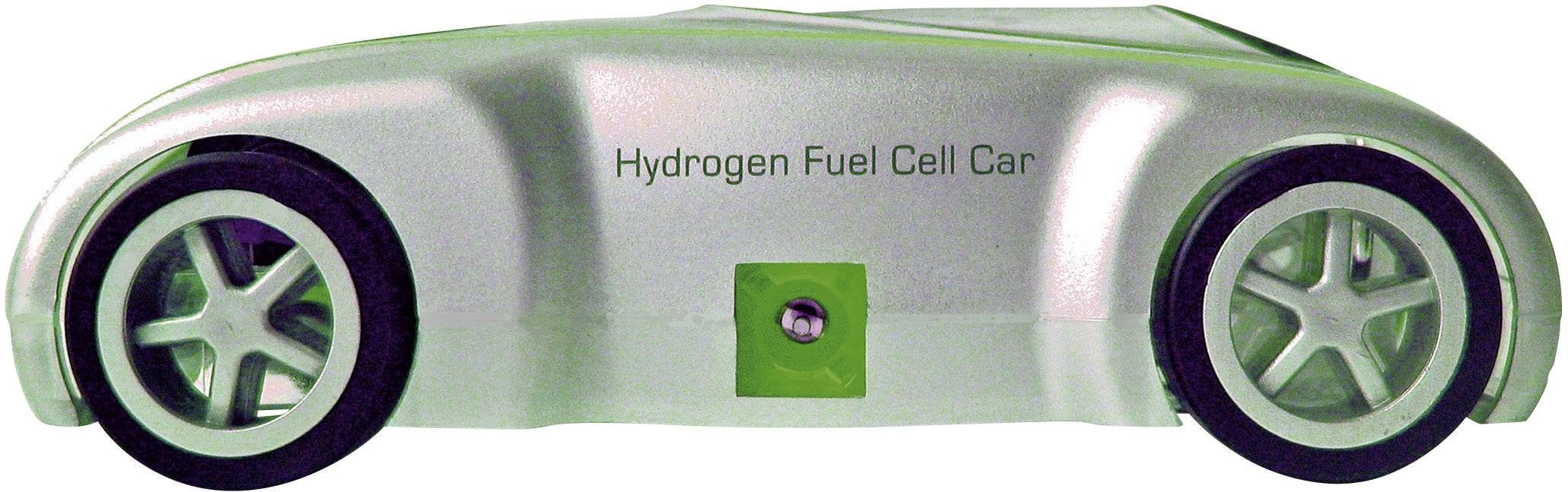 Silver model car with the inscription 'Hydrogen Fuel Cell Car'. It symbolises the technology of hydrogen-powered vehicles.