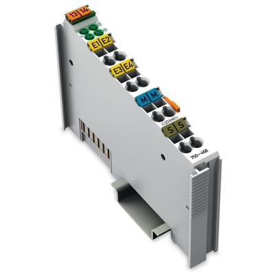 Electronic module with colour-coded connectors, numbered from 13 to 16 and labelled with 'E', 'M', and serial number on the side.