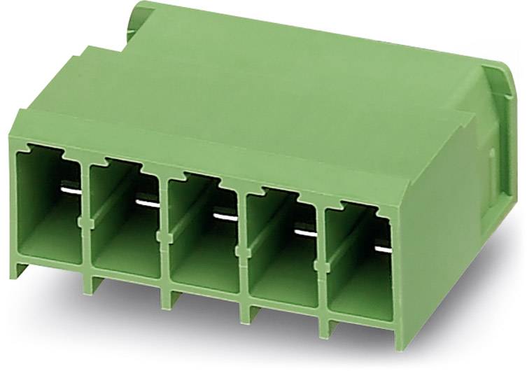 Green five-way plug adapter, suitable for electrical connections in electronic devices and control cabinets.