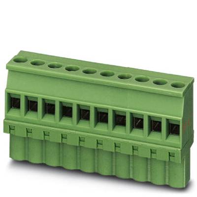 Green electrical connector with eight terminals, suitable for mounting cables or devices in an electrical system.