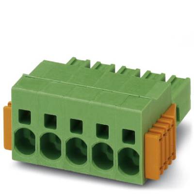 Green six-socket extension block with orange mounting elements, suitable for connecting electrical cables.