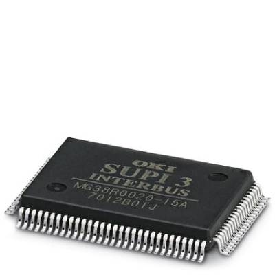 A black microchip with the inscription 'OKI SUPI 3 INTERBUS M638R0020J15A'. The chip has numerous connection pins along its sides.
