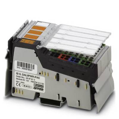 Industrial multi-connection connector module with coloured markings, suitable for electrical assembly systems.