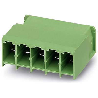 Green multi-pole connector with five contacts, suitable for electronic applications to ensure secure cable connection.