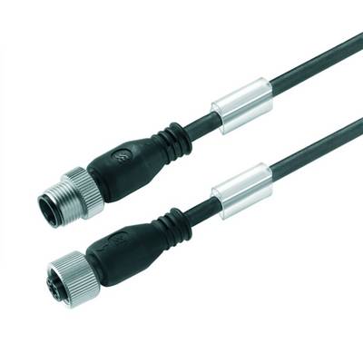 Two black plug connectors with metal attachments, connected by a cable. Perfect for electrical devices.