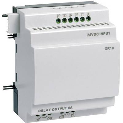 'XR10 Relay Module with 24VDC Input and 8A Relay Output. Connections marked as IP, IQ, IR, IS, IT, IU, OF, OG, OH, QJ.'